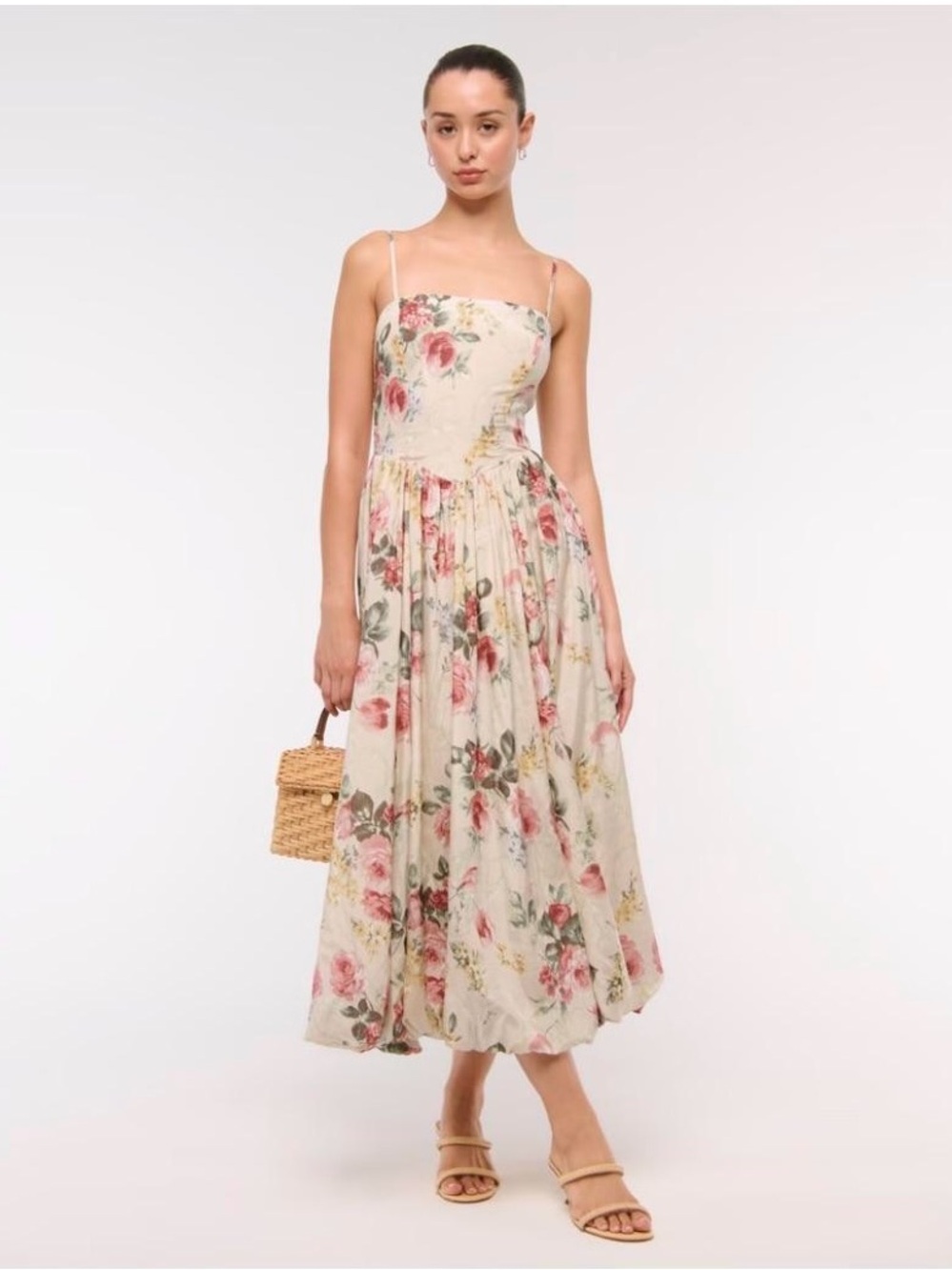 Abercrombie Dipped-Waist Bubble Hem Midi Dress